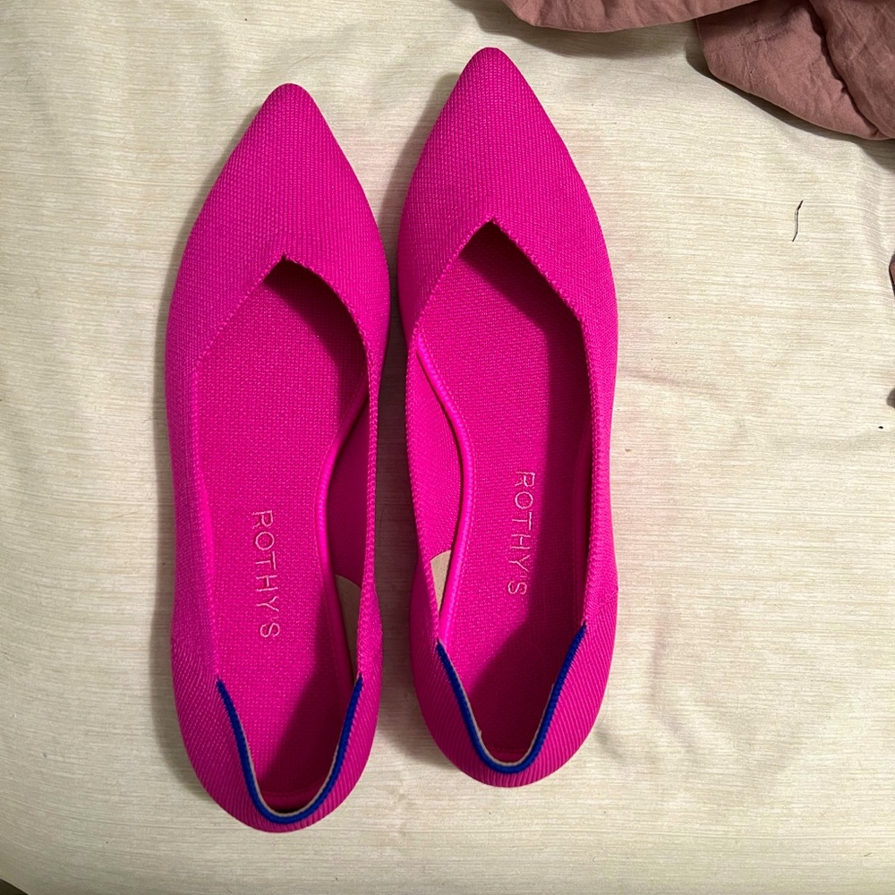Rothy’s pointed toe hot pink flat